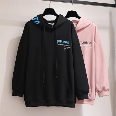 Plus Size Women Pink Fleece Hoodie Sweatshirt