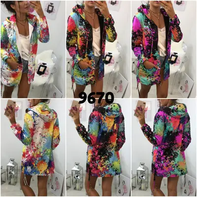 Rainbow Printed Hooded Fleece Sweater for Women