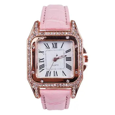 Women's Pink Crystal Watch Set with Bracelet