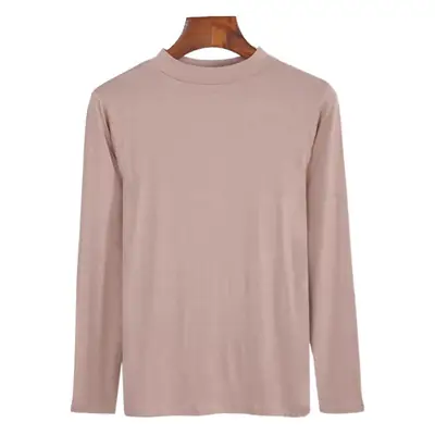 Women's Long Sleeve Khaki Solid T-Shirt