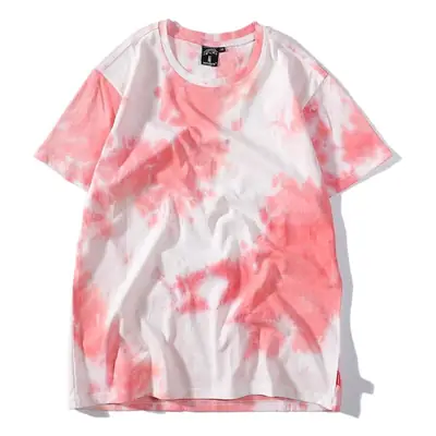 Pure Cotton Tie-Dye Men T-Shirt Purple Loose Fit