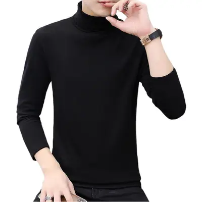 Winter Men's Navy Velvet Turtleneck Slim Fit