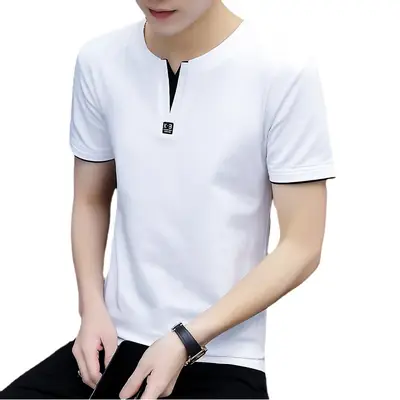 Men's Grey Short Sleeve T-Shirt 2025 Korean Style