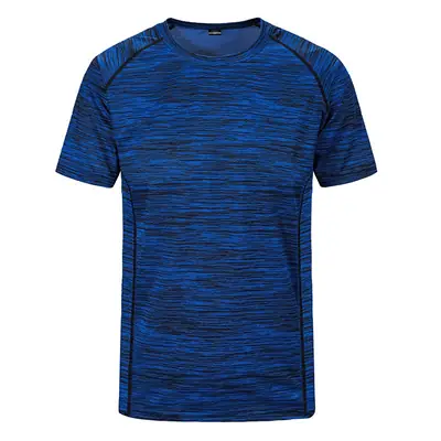 Men Marbled ShorT Sleeveless Training T-Shirt Red Black