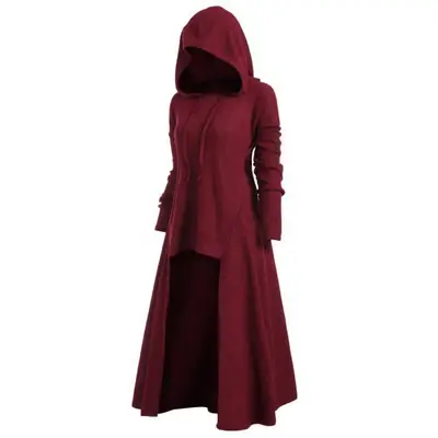 Women's Maroon Hooded Hoodie Jacket Plus Size Loose Fit