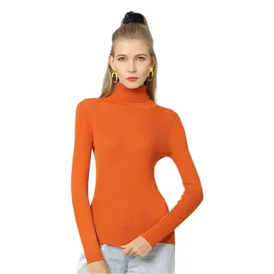 White Turtleneck Knitted Shirt for Women Plus Size
