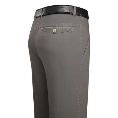 Men Pure Cotton Summer Pants Dark Grey Middle Waist