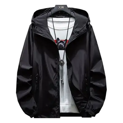 Men's Navy Blue Hooded Sports Jacket Solid Color