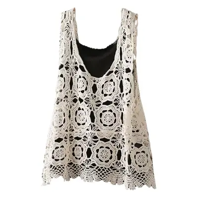 Women's Black Lace Crochet Camisole Vest