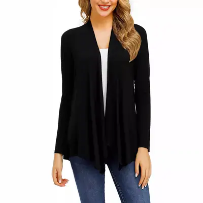 Black Long Sleeve Knitted Cardigan for Women