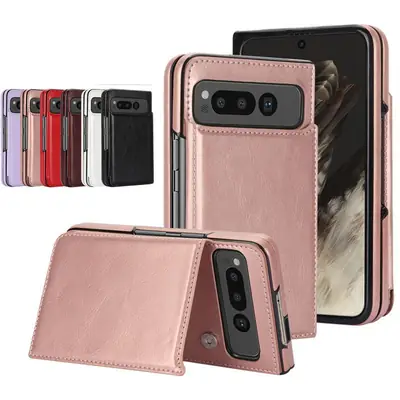Pink Leather Flip Phone Case with 3 Camera Ports