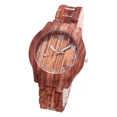 Women's Wood Pattern Digital Watch with Steel Band