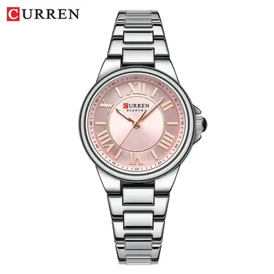Women's Waterproof Steel Band Quartz Watch Rose Gold Dial