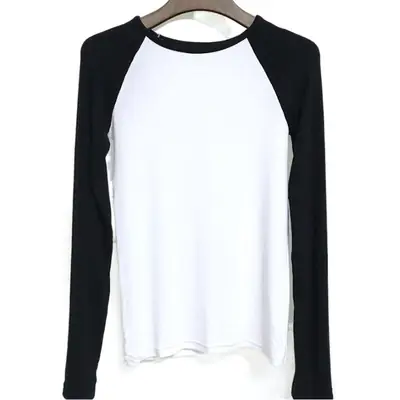 Black & White Contrast Long Sleeve T-Shirt for Men