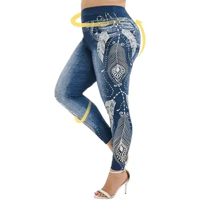 Blue Tie-Dye High Waist Hip Leggings Women