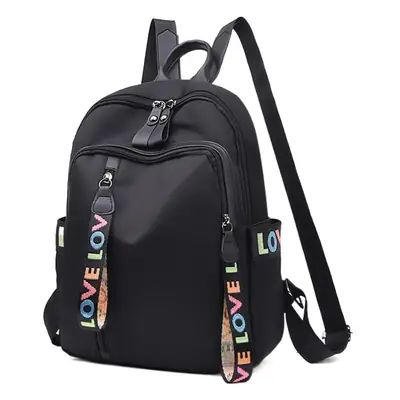 Black Korean Style Women's Backpack with Love Design