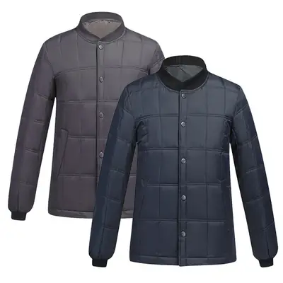 Men's Duck Silk Puffer Jacket Grey Large Winter Warm