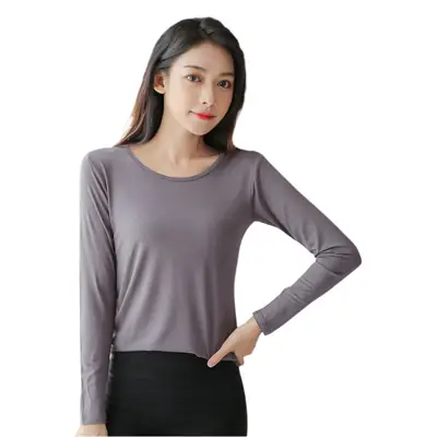 Men's Dark Coffee Modal Crewneck Long Sleeve Shirt