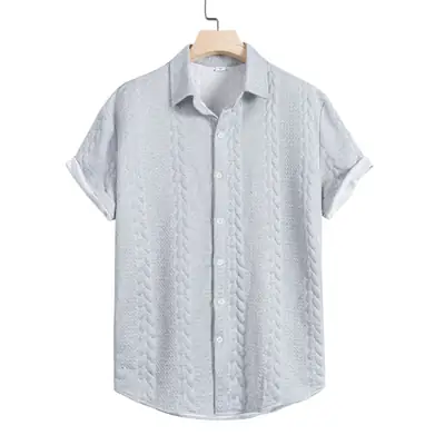 Men's Short Sleeve Printed Shirt Light Blue 2025
