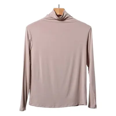 Women's Black Long Sleeve Mock Neck T-Shirt Solid Color