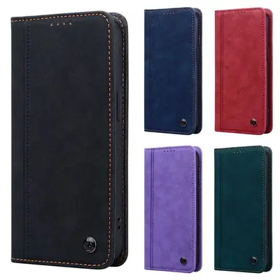 Blue Magnetic Leather Phone Case for iPhone 16