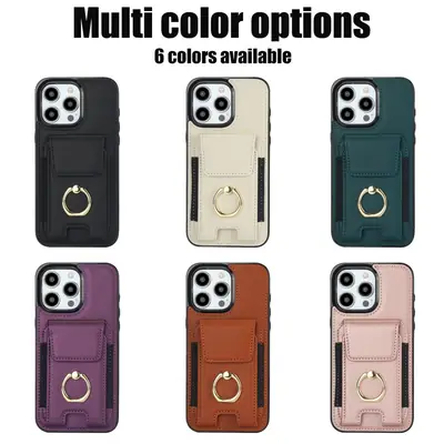 Elastic Ring Buckle Mobile Phone Leather Case 6 Colors