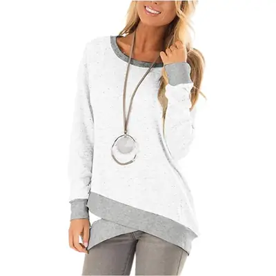 2025 Women's Long Sleeve Asymmetrical Sweatshirt Grey