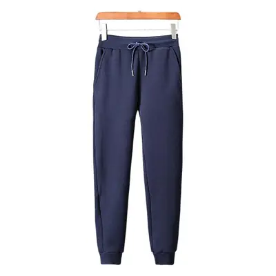 Men's Blue Cotton Cuffed Jogger Pants Casual Wear