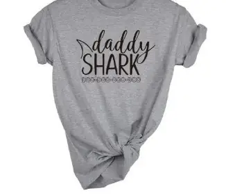 Men's Grey T-Shirt Daddy Shark Print