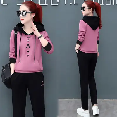 Women Red Black Casual Sports Suit 2019 Large