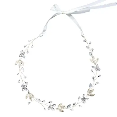 European Rhinestone Leaf Hair Belt for Bridal Wear