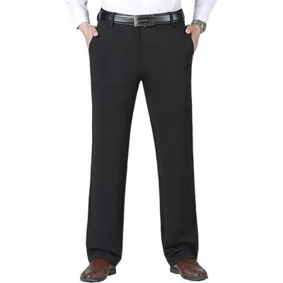 Men's Elastic Straight Trousers Autumn Winter Business Casual