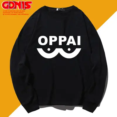 Men Navy Blue Oppai Moustache Sweatshirt Pure Cotton Autumn