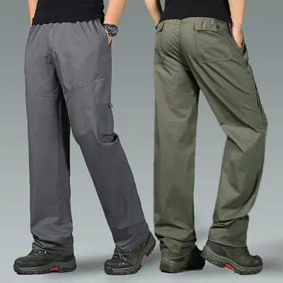 Spring & Autumn Elastic Waist Long Pants for Men