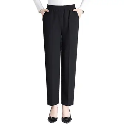 High-Waisted Elastic Straight-Leg Pants for Women