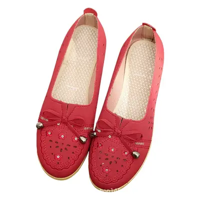 Women Slip-On Shoes Pink Bow Decor Lace