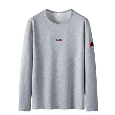 Men's White Cotton Long Sleeve T-Shirt with Logo Print