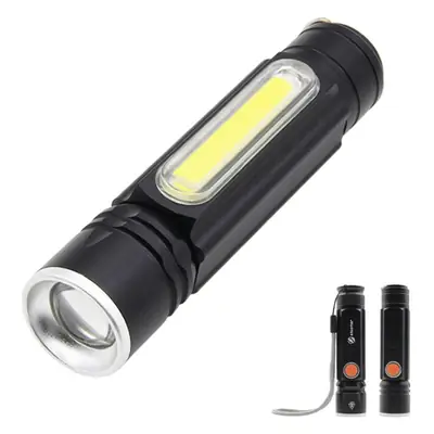 Rechargeable COB Side Light Flashlight Black