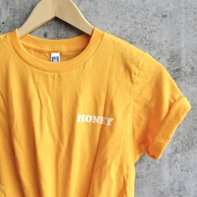 Men's Women's Honey Print T-Shirt Yellow Short Sleeve