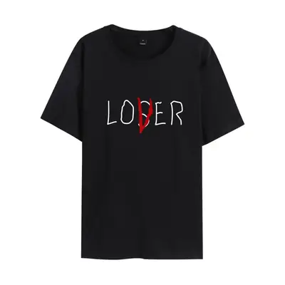 Pink Casual Crewneck T-Shirt with "LOSER" Print