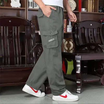 Men's Plus Size Cotton Sweatpants Casual Loose Cargo