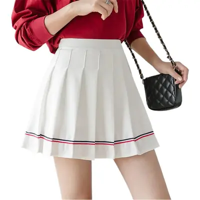 Women Pleated Skirt with Colorful Stripes 2026