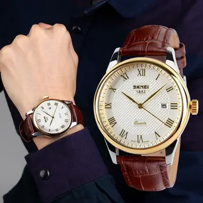 Men's Stainless Steel Roman Dial Quartz Watch