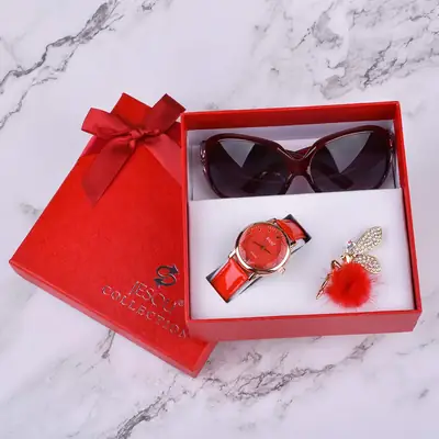 Valentine's Gift Set: Waterproof Quartz Watch + Sunglasses + Brooch