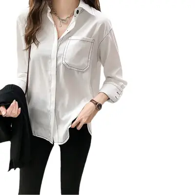 Women Long Sleeve Shirt Pure Color Winter Style