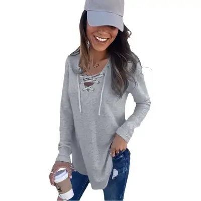 Women's Black V Neck Strap Top T-Shirt 2024