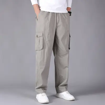 Men's New Casual Pants Grey Medium Cargo Pocket