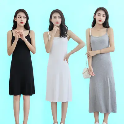 White Mid-Length Modal Undershirt Skirt for Women