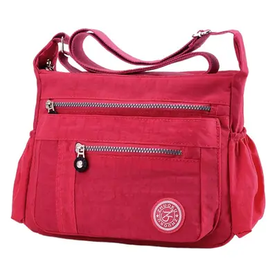 Women's Blue Nylon Shoulder Crossbody Bag with 3 Pockets