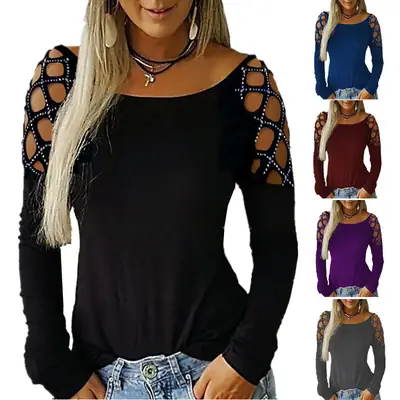 Women's Rhinestone Cold Shoulder Top Olive Green